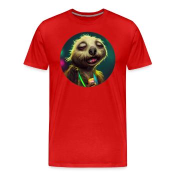 Party Faultier 5 Uhr morgens - Männer Premium Bio T-Shirt - Rot - Vorne - Damien (186cm)