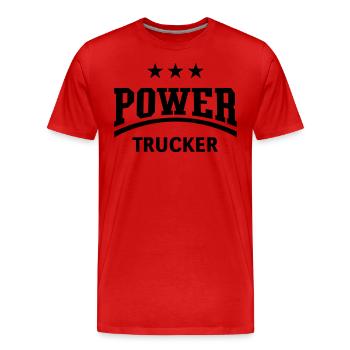 Power Trucker (chauffeur de camion / chauffeur de camion / noir) - T-shirt bio Premium Homme - rouge - Devant - Damien (186cm)