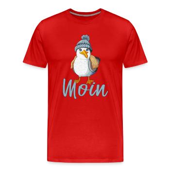 Mouette avec bonnet tricoté dit Moin Bas Allemand du Nord - T-shirt bio Premium Homme - rouge - Devant - Damien (186cm)