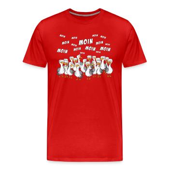 Une volée de mouettes salue en bas-allemand Moin Norden - T-shirt bio Premium Homme - rouge - Devant - Damien (186cm)