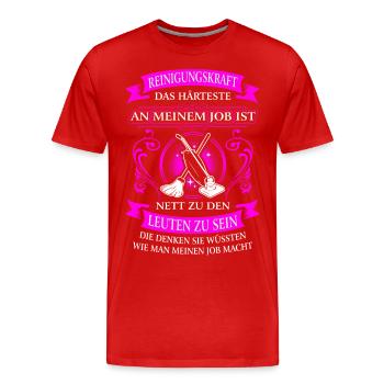Reinigungskraft - Männer Premium Bio T-Shirt - Rot - Vorne - Damien (186cm)