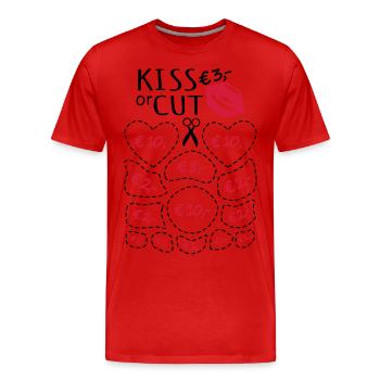Bachelorette party Embrasser ou couper - T-shirt bio Premium Homme - rouge - Devant - Damien (186cm)