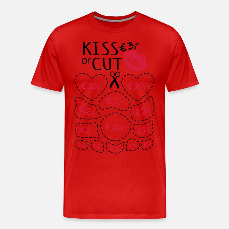 Junggesellenabschied Küssen oder Ausschneiden - Männer Premium Bio T-Shirt - Rot