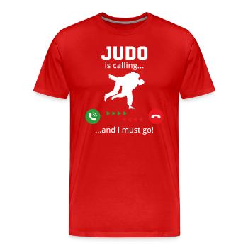 Judo ruft und ich muss gehen - Männer Premium Bio T-Shirt - Rot - Vorne - Damien (186cm)