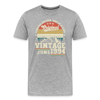 Original août millésime 1994 28ème anniversaire - T-shirt bio Premium Homme - gris chiné - Devant - Damien (186cm)