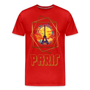 Paris, Eiffel Tower, France, City, Skyline, Art - Men's Premium Organic T-Shirt - red - Front - Damien (186cm)