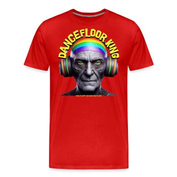 DANCEFLOOR KING - Cool Grandpa with Headphones! - Men's Premium Organic T-Shirt - red - Front - Damien (186cm)
