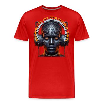WORLD CLUBBERS LTD - Cool Man with Headphones! - Men's Premium Organic T-Shirt - red - Front - Damien (186cm)