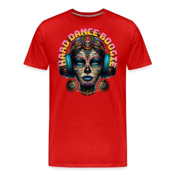 HARD DANCE BOOGIE - Cool Human with Headphones! - Men's Premium Organic T-Shirt - red - Front - Damien (186cm)