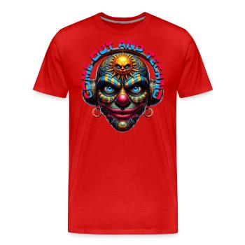 COME OUT AND TECHNO - Cool Clown with Headphones! - Men's Premium Organic T-Shirt - red - Front - Damien (186cm)