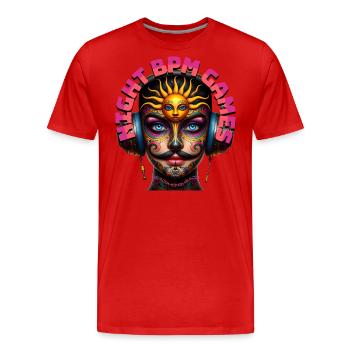 NIGHT BPM GAMES - Cool Human with Headphones! - Men's Premium Organic T-Shirt - red - Front - Damien (186cm)