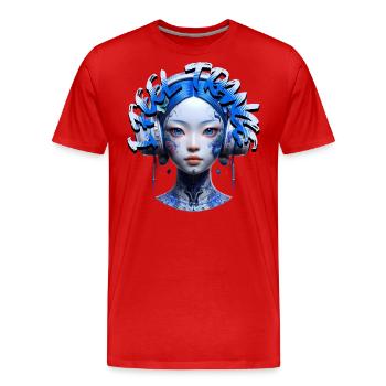 I FEEL TRANCE - Cool Human with Headphones! - Men's Premium Organic T-Shirt - red - Front - Damien (186cm)