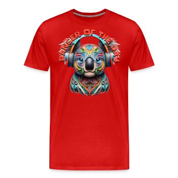 BANGER OF THE DAY – Cute Koala Bear & Headphones! - Men's Premium Organic T-Shirt - red - Front - Damien (186cm)