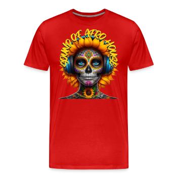 SOUND OF AFRO HOUSE - Cool Creature & Headphones! - Men's Premium Organic T-Shirt - red - Front - Damien (186cm)