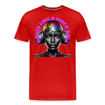 DANCE LIKE A DISCO BALL - Cool Woman & Headphones! - Men's Premium Organic T-Shirt - red - Front - Damien (186cm)