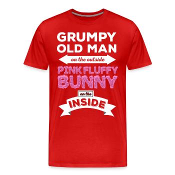 Grumpy Rosa flaumige Häschen - Männer Premium Bio T-Shirt - Rot - Vorne - Damien (186cm)