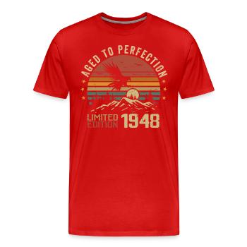 Jahrgang 1948 Limitierte Auflage 1948 Retro 1948 - Männer Premium Bio T-Shirt - Rot - Vorne - Damien (186cm)