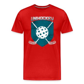 Floorball - T-shirt bio Premium Homme - rouge - Devant - Damien (186cm)