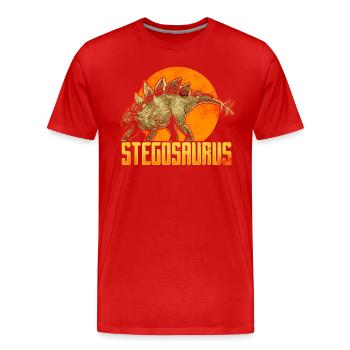 Stegosaurus Dinosaurier - Männer Premium Bio T-Shirt - Rot - Vorne - Damien (186cm)