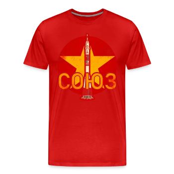 Fusée Soyouz Union soviétique - T-shirt bio Premium Homme - rouge - Devant - Damien (186cm)