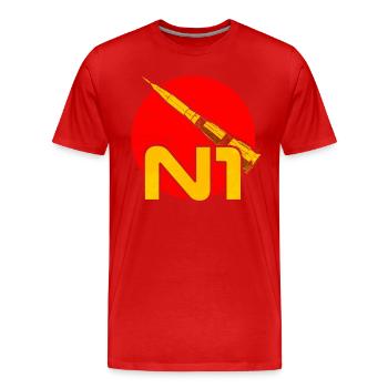 N1 Mond Rakete Sowjetunion - Männer Premium Bio T-Shirt - Rot - Vorne - Damien (186cm)