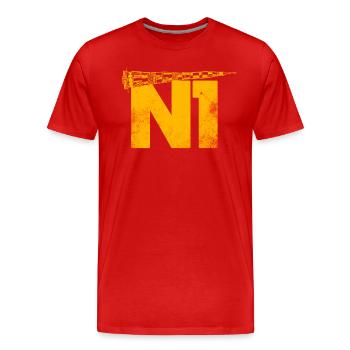 N1 Union soviétique Moon Rocket - T-shirt bio Premium Homme - rouge - Devant - Damien (186cm)