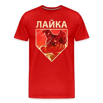 Laika - Chien de l’espace soviétique - T-shirt bio Premium Homme - rouge - Devant - Damien (186cm)