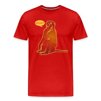 Funny baboon - Men's Premium Organic T-Shirt - red - Front - Damien (186cm)