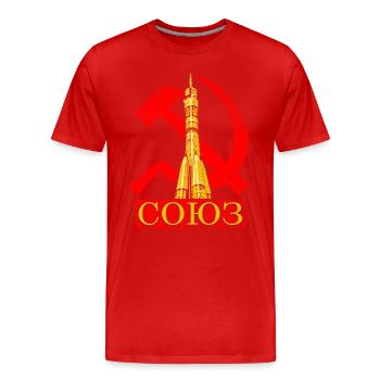 Fusée Soyouz Union soviétique - T-shirt bio Premium Homme - rouge - Devant - Damien (186cm)