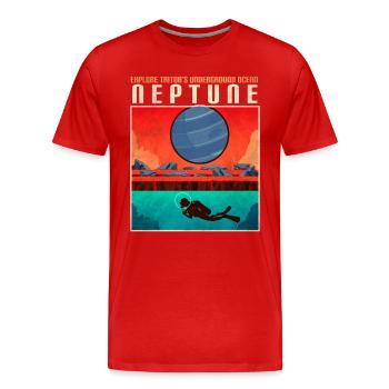 Triton Moon Neptune Planète Affiche - T-shirt bio Premium Homme - rouge - Devant - Damien (186cm)
