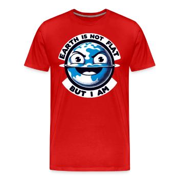 Humour de la Terre plate : satire et blagues ironiques - T-shirt bio Premium Homme - rouge - Devant - Damien (186cm)