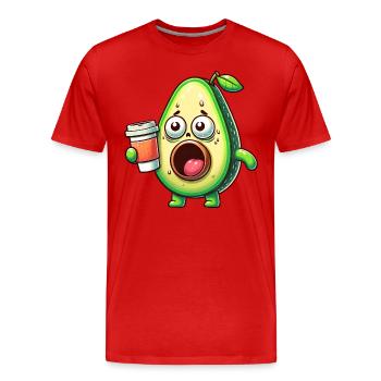 Avocado with Coffee Caffeine Shock - Men's Premium Organic T-Shirt - red - Front - Damien (186cm)