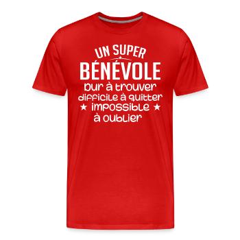 Un Super Bénévole - T-shirt bio Premium Homme - rouge - Devant - Damien (186cm)