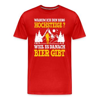 Bergsteiger Wanderer Bergsteigen Bierliebhaber - Männer Premium Bio T-Shirt - Rot - Vorne - Damien (186cm)