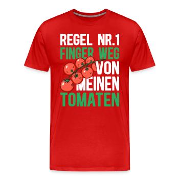 Regel Nummer 1 Finger Weg Von Meinen Tomaten - Männer Premium Bio T-Shirt - Rot - Vorne - Damien (186cm)