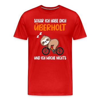 E-Bike Faultier Spruch - Männer Premium Bio T-Shirt - Rot - Vorne - Damien (186cm)