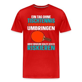 Tischtennis Tischtennisspieler - Männer Premium Bio T-Shirt - Rot - Vorne - Damien (186cm)