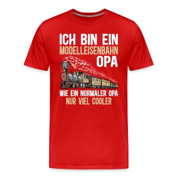 Ich Bin Ein Modelleisenbahn Opa - Männer Premium Bio T-Shirt - Rot - Vorne - Damien (186cm)
