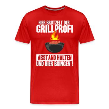 Grillen Bier Grillmeister BBQ Männer Herren - Männer Premium Bio T-Shirt - Rot - Vorne - Damien (186cm)