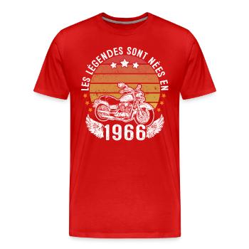 Les Légendes Sont Nées En 1966 - T-shirt bio Premium Homme - rouge - Devant - Damien (186cm)
