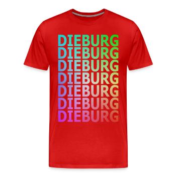 DIEBURGx7 Farbverlauf - Männer Premium Bio T-Shirt - Rot - Vorne - Damien (186cm)