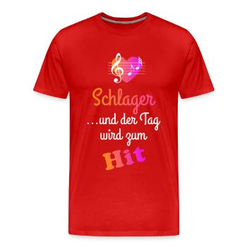Schlager und der Tag wird zum Hit - Männer Premium Bio T-Shirt - Rot - Vorne - Damien (186cm)