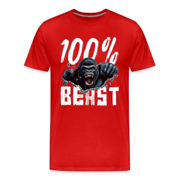 Puissance de la bête de gorille - T-shirt bio Premium Homme - rouge - Devant - Damien (186cm)