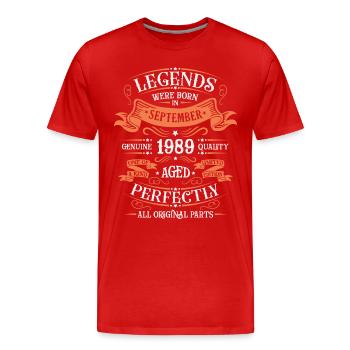 September 1989 Originelle Geburtstagsgeschenkidee - Männer Premium Bio T-Shirt - Rot - Vorne - Damien (186cm)