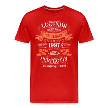 September 1997 Originelle Geburtstagsgeschenkidee - Männer Premium Bio T-Shirt - Rot - Vorne - Damien (186cm)