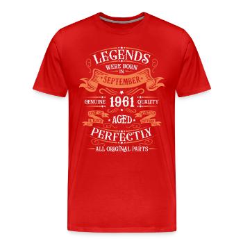 September 1961 Originelle Geburtstagsgeschenkidee - Männer Premium Bio T-Shirt - Rot - Vorne - Damien (186cm)