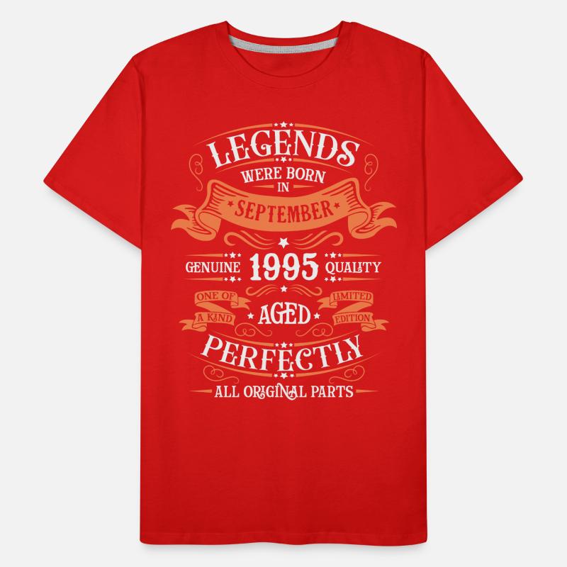 Bildunterschrift September 1995 Jubiläumsgeschenk Männer Premium Bio T-Shirt