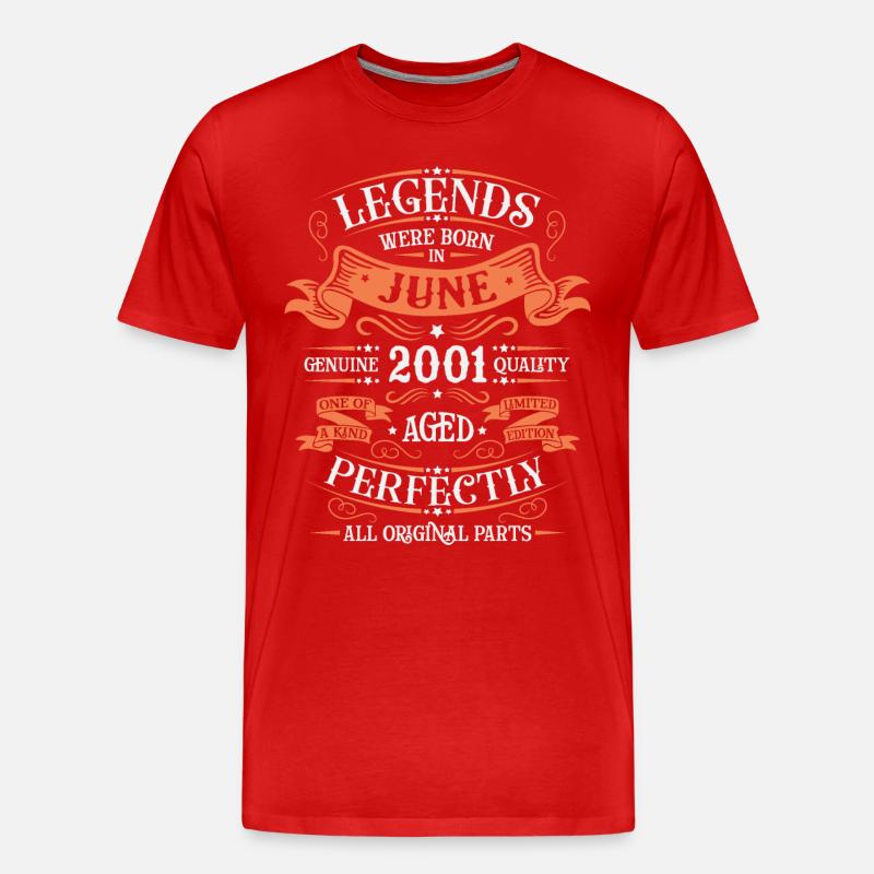 Geboren im Juni 2001 - Männer Premium Bio T-Shirt - Rot