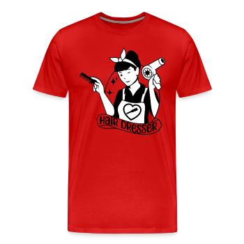 Hair dresser hairdresser hair stylist gift idea - Men's Premium Organic T-Shirt - red - Front - Damien (186cm)