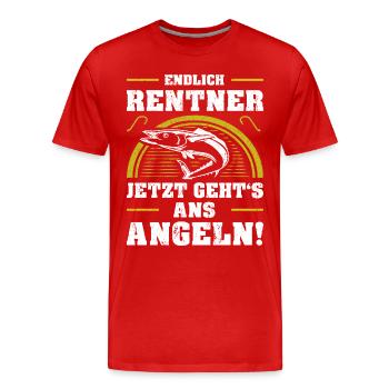 Endlich Rentner Pensionierung Rente Angler Angeln - Männer Premium Bio T-Shirt - Rot - Vorne - Damien (186cm)